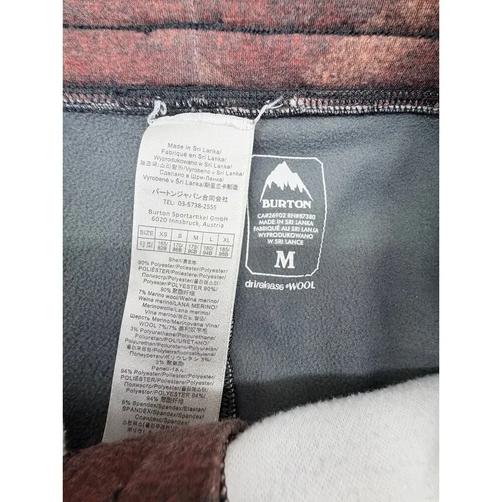Burton Men’s M DryRide Wool Base Layer Leggings Thermal Geometric Print